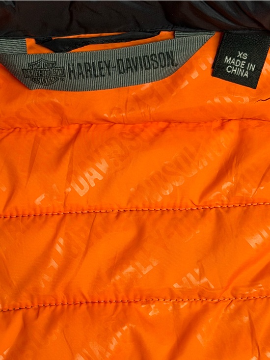Harley-Davidson Black Puffer Jacket with White Logo Stripe XS - Picture 12 of 16
